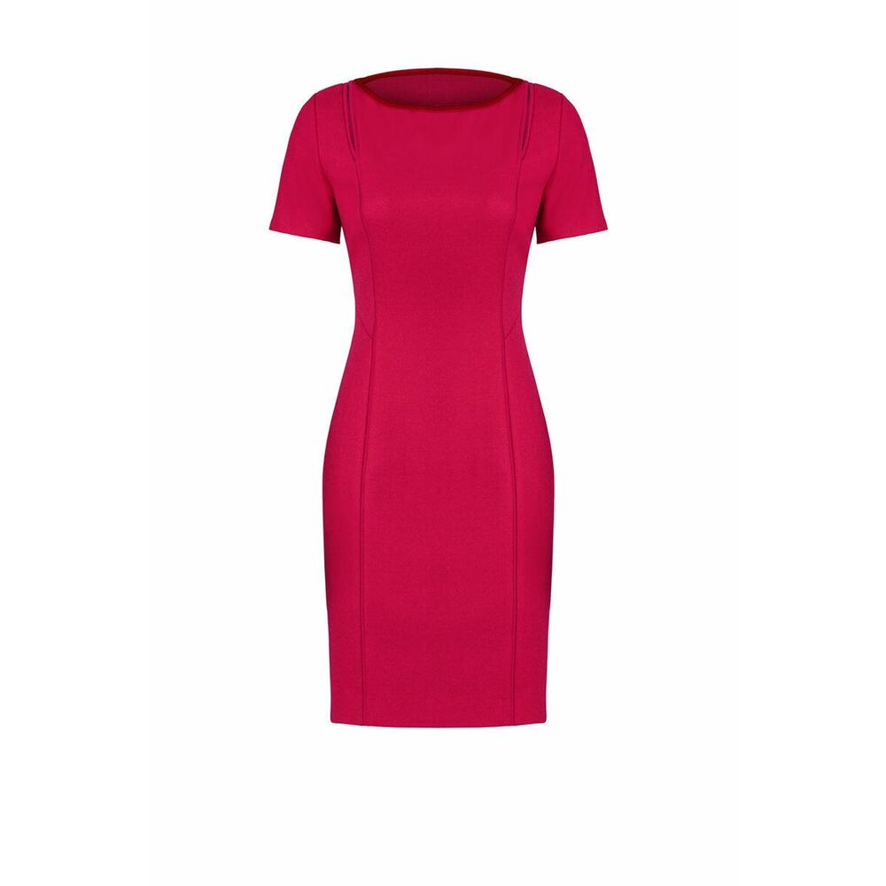 NWT Elie Tahari Jonas Wool Blend Sheath Dress Size 6 Magenta Velvet Trim $395